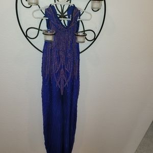 Stunning Royal blue formal, Prom, wedding sequin beaded gown